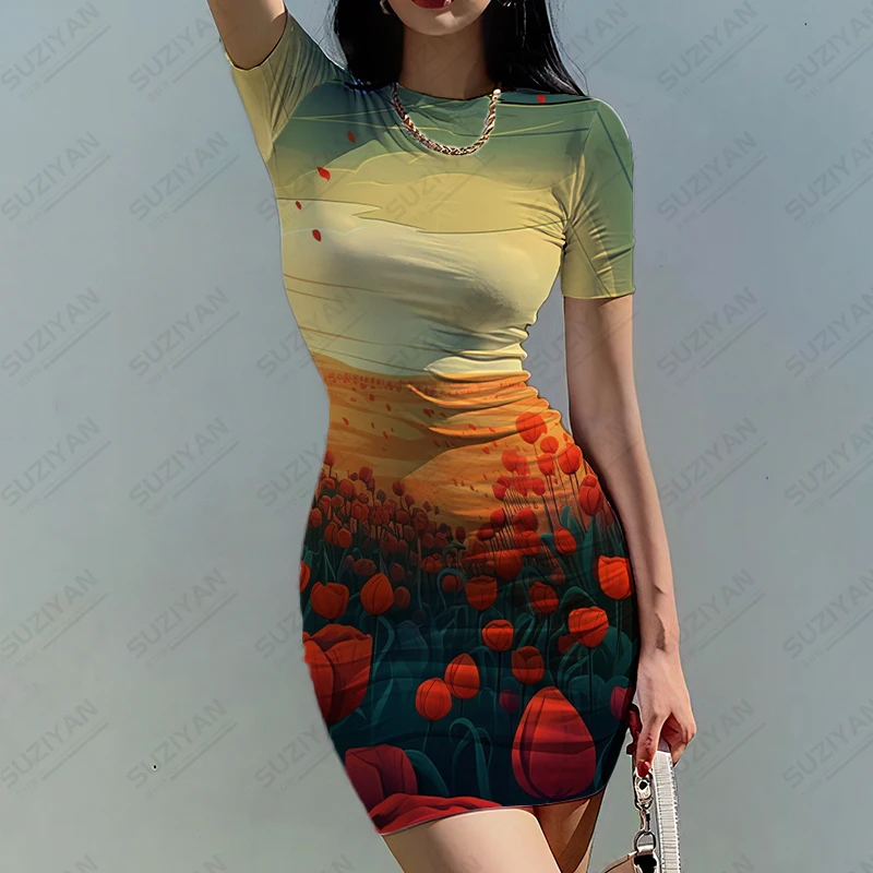 Summer new ladies slim dress tulip sea 3D printed lady dress beautiful ladies slim dress fashion trend lady slim dress
Summer new ladies slim dress tulip sea 3D printed lady dress beautiful ladies slim dress fashion trend lady slim dress