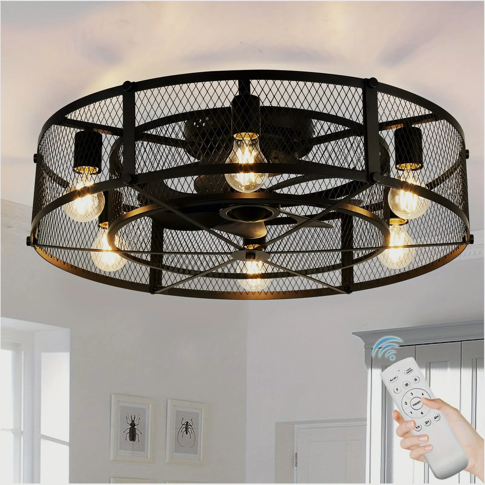6-Blade Oversized Iron Mesh Fan Light – Adjustable Pole or Ceiling Mount, Modern Industrial Design, Quiet Operation, Energy-Effi
6-Blade Oversized Iron Mesh Fan Light – Adjustable Pole or Ceiling Mount, Modern Industrial Design, Quiet Operation, Energy-Effi
