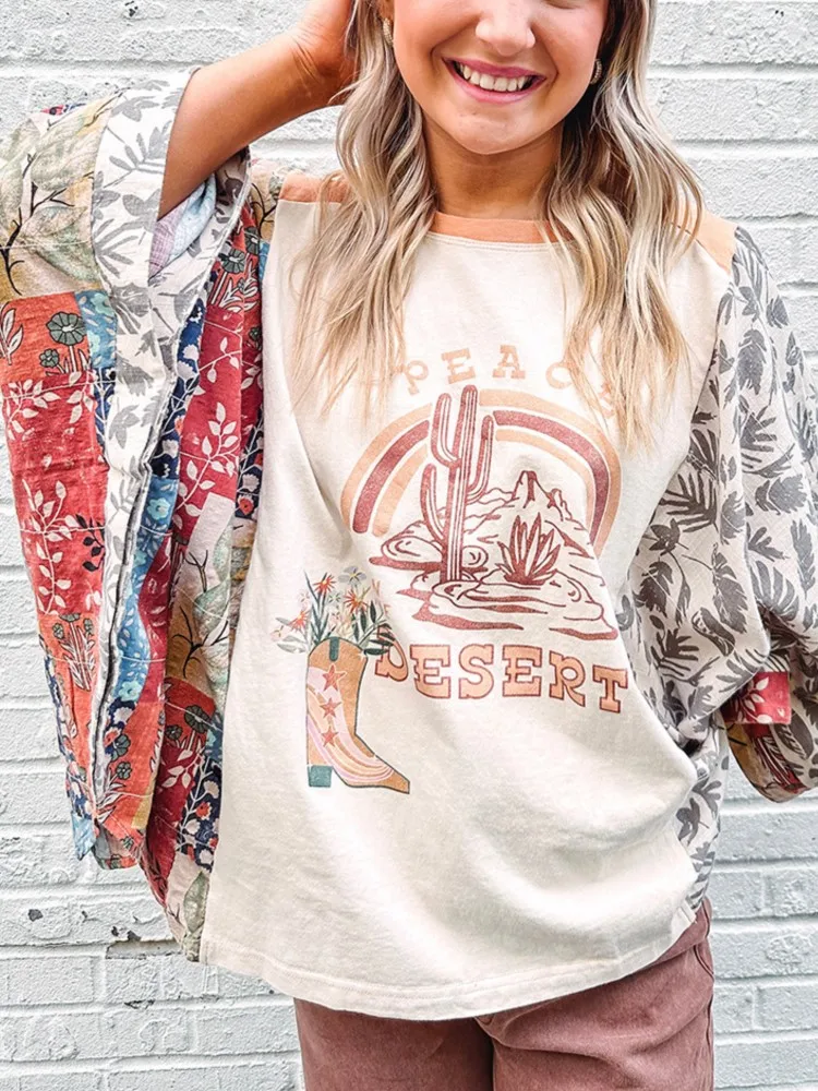 Retro Pattern Print Long Sleeve Women T-shirts 2025 New Spring Summer O Neck Loose Tee Street Cotton Blend Fashion Female Top
Retro Pattern Print Long Sleeve Women T-shirts 2025 New Spring Summer O Neck Loose Tee Street Cotton Blend Fashion Female Top