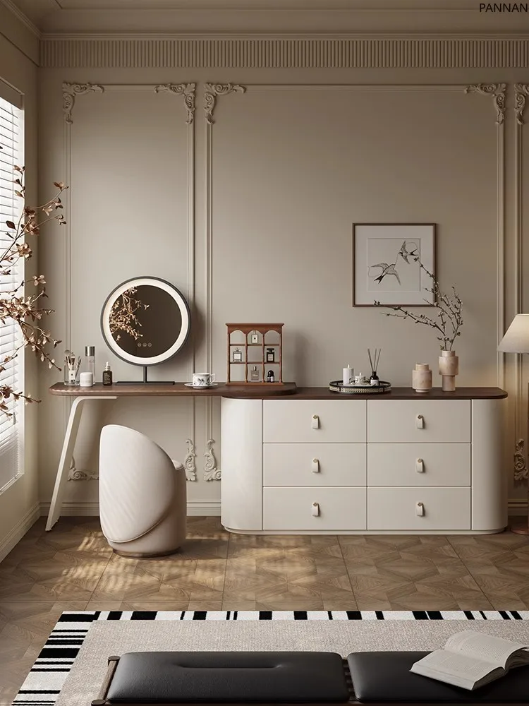 Solid wood dresser bedroom simple modern makeup table dresser chest integrated French style
Solid wood dresser bedroom simple modern makeup table dresser chest integrated French style
