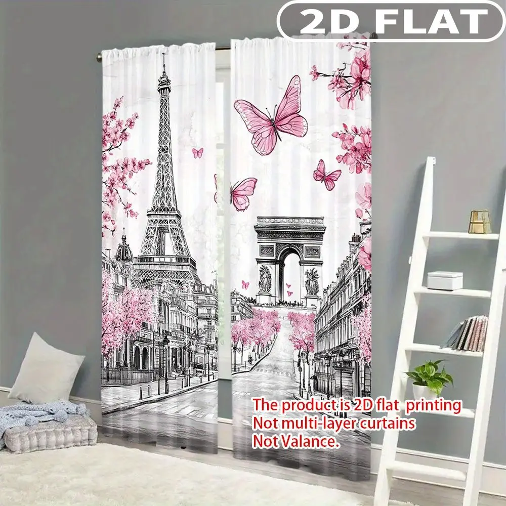 2pcs Curtains Eiffel Tower Cherry Blossom Butterfly Paris Street Pattern for Balcony, Bedroom, Living Room, Machine Washable
2pcs Curtains Eiffel Tower Cherry Blossom Butterfly Paris Street Pattern for Balcony, Bedroom, Living Room, Machine Washable
