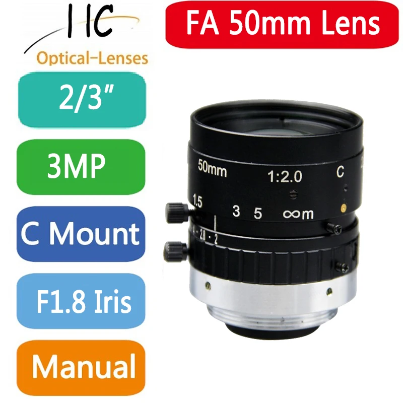 5018M3M 3.0 Mega Pixel C-Mount 50mm 2/3" FA / Machine Vision fixed focal length lenses Industrial camera Lens
5018M3M 3.0 Mega Pixel C-Mount 50mm 2/3" FA / Machine Vision fixed focal length lenses Industrial camera Lens