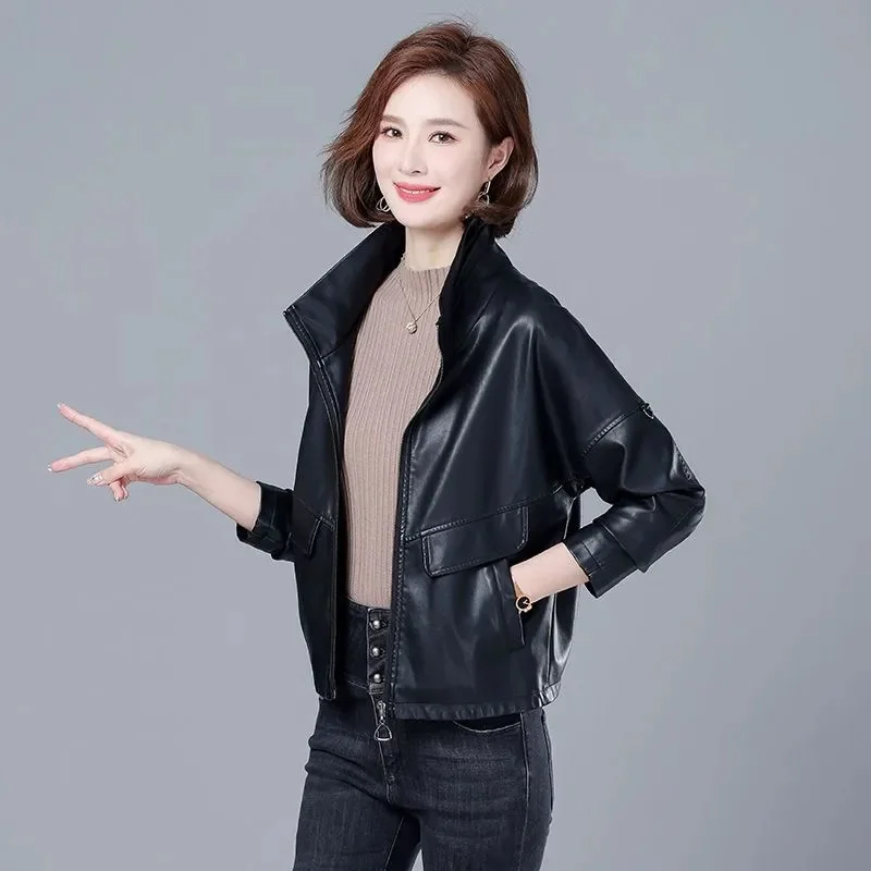 High-grade Women's Leather Coat Female Short 2025 Spring Autumn New Korean Version Of Small Leather Casual Loose Fashion Jacket
High-grade Women's Leather Coat Female Short 2025 Spring Autumn New Korean Version Of Small Leather Casual Loose Fashion Jacket