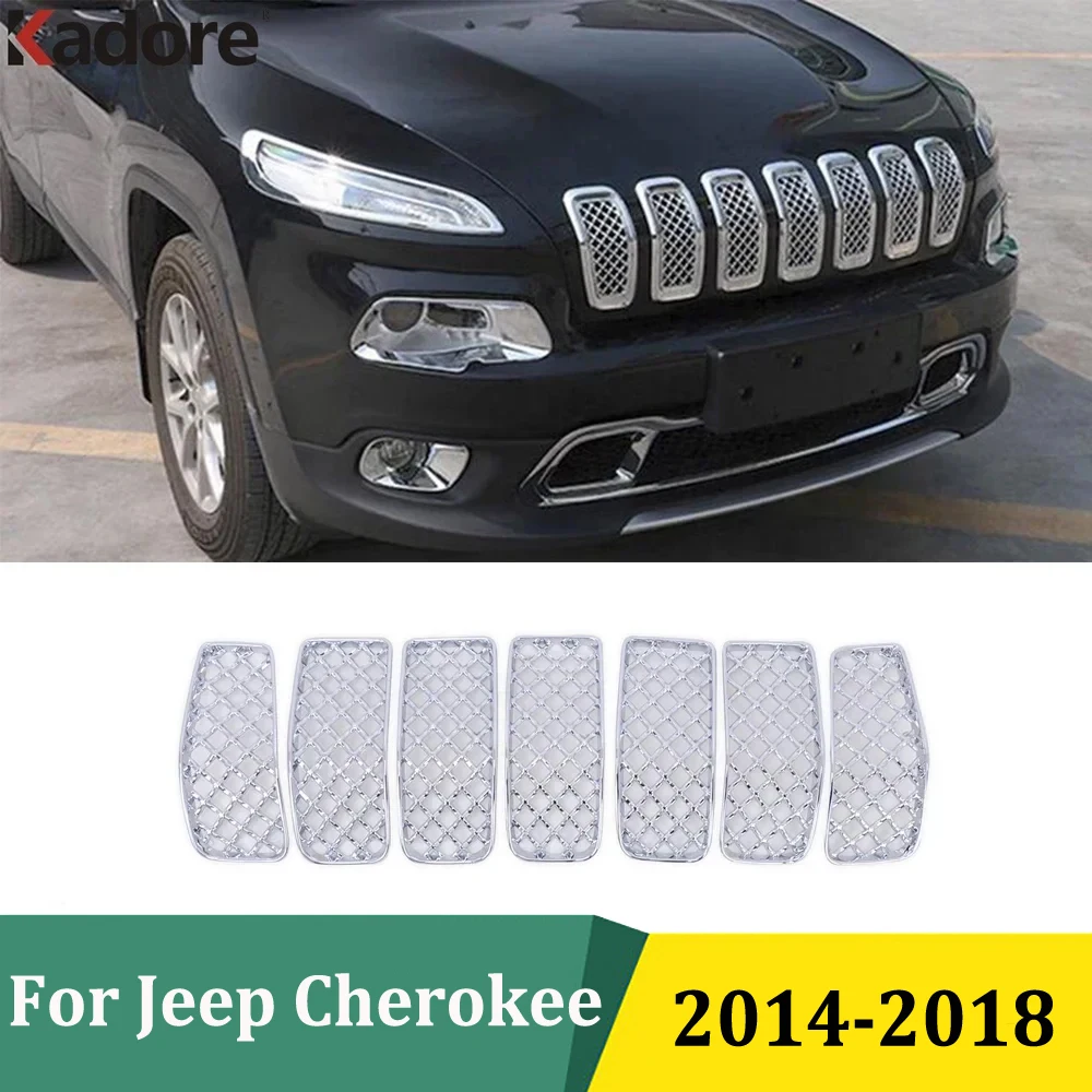 Для Jeep Cherokee 2014 2015 2016 2017 2018, хромированная передняя вставка, решетка, накладка, наклейки, Стайлинг автомобиля, внешние аксессуары
Для Jeep Cherokee 2014 2015 2016 2017 2018, хромированная передняя вставка, решетка, накладка, наклейки, Стайлинг автомобиля, внешние аксессуары