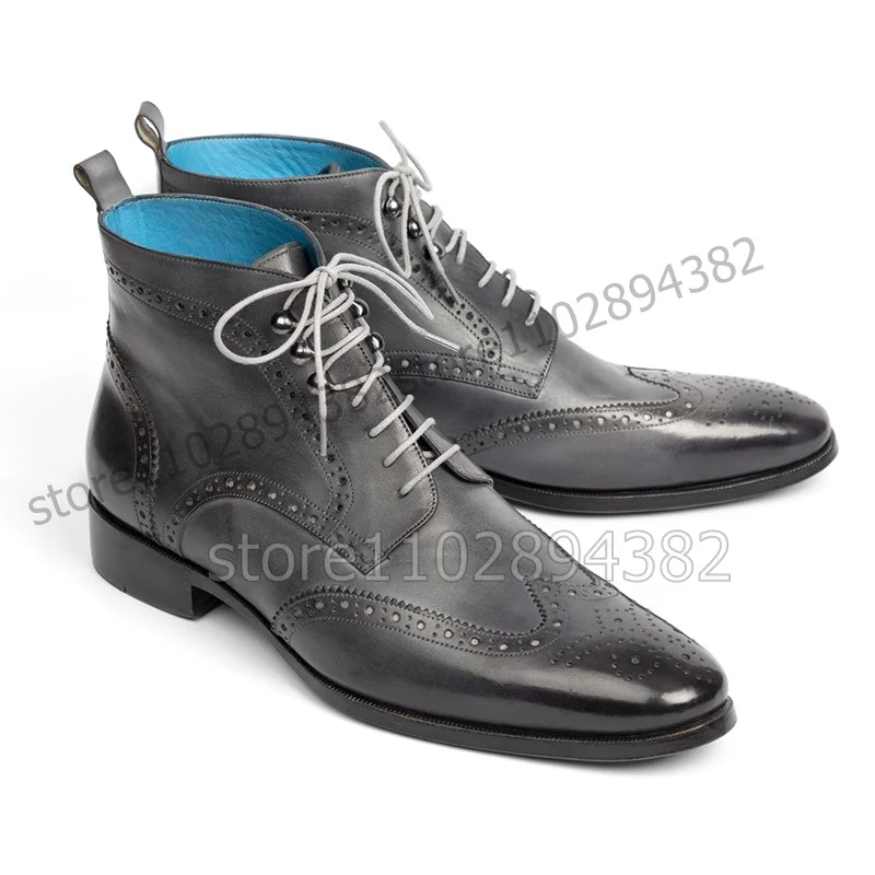 Gray Black Carving Design Square Toe Ankle Boots Fashion Lace up Men Boots Luxury Handmade Party Feast Banquet Men Dress Shoes
Gray Black Carving Design Square Toe Ankle Boots Fashion Lace up Men Boots Luxury Handmade Party Feast Banquet Men Dress Shoes
