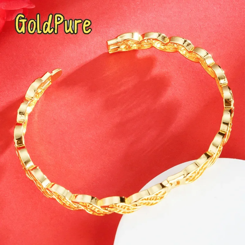 Goldpure Luxury 24K 9999 Pure Gold real gold Women's Leaf Bracelet Hollow Twist Buckle Bracelet
Goldpure Luxury 24K 9999 Pure Gold real gold Women's Leaf Bracelet Hollow Twist Buckle Bracelet