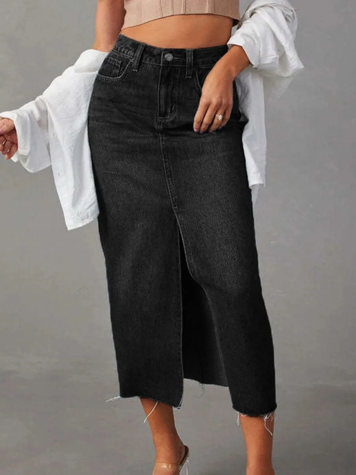 Sexy A-Line Denim Split Skirt High Waist Midi Skirt Street Sle Jeans Skirts for Women Mid-Length Pure Color Loose Fit
Sexy A-Line Denim Split Skirt High Waist Midi Skirt Street Sle Jeans Skirts for Women Mid-Length Pure Color Loose Fit