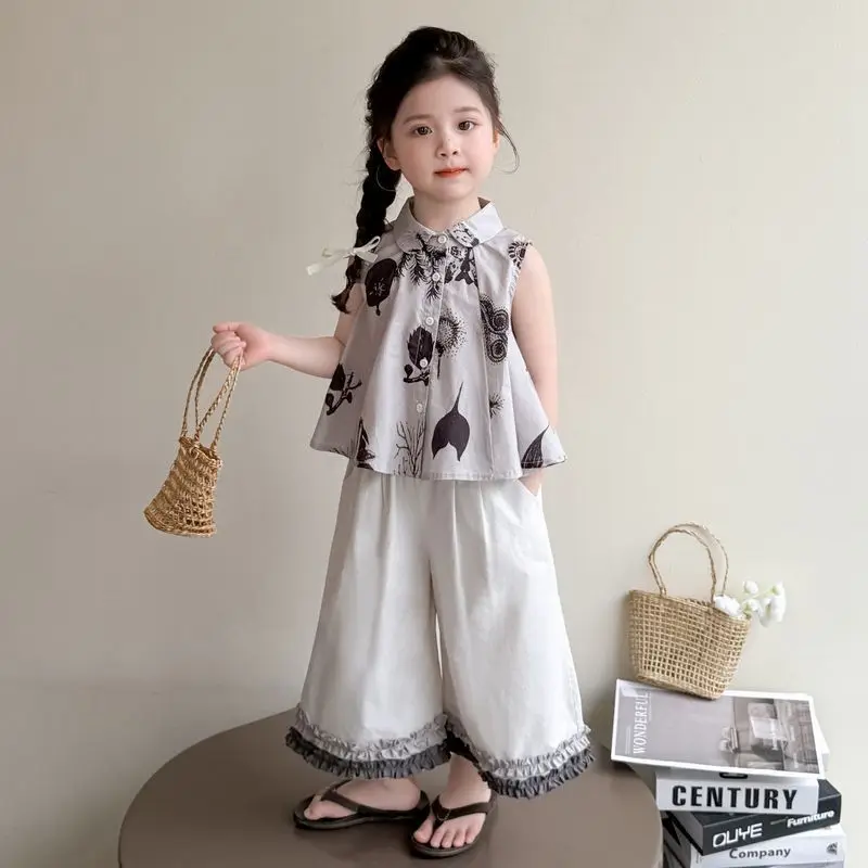 Children's Pure Cotton Set Summer Fashion New Girl Sleeveless Top Wide Leg Pants 2-piece Set
Children's Pure Cotton Set Summer Fashion New Girl Sleeveless Top Wide Leg Pants 2-piece Set