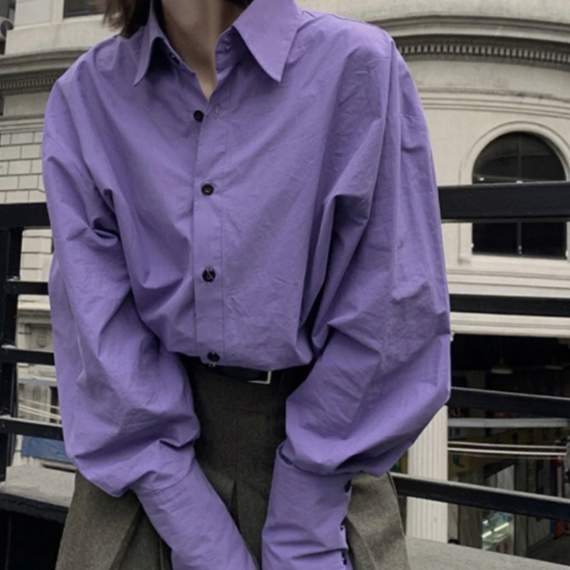 Purple Shirts Women Gentle Office Lady Loose Leisure Sweet New Autumn Korean Clothes Stylish Basic De Mujer Buttons Design Tops 
Purple Shirts Women Gentle Office Lady Loose Leisure Sweet New Autumn Korean Clothes Stylish Basic De Mujer Buttons Design Tops