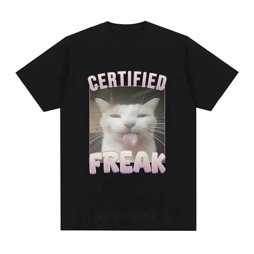 Certified Freak Cat Funny Meme T Shirt Men Women Fashion Vintage Short Sleeve T-shirts Casual Cotton Harajuku Oversized T Shirts
Certified Freak Cat Funny Meme T Shirt Men Women Fashion Vintage Short Sleeve T-shirts Casual Cotton Harajuku Oversized T Shirts