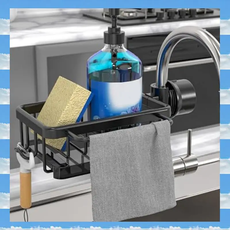 Sponge Holder Over Faucet Kitchen Sink Organizer, Space Aluminum Detachable Hanging Faucet Drain Rack With Hook Durable Black
Sponge Holder Over Faucet Kitchen Sink Organizer, Space Aluminum Detachable Hanging Faucet Drain Rack With Hook Durable Black