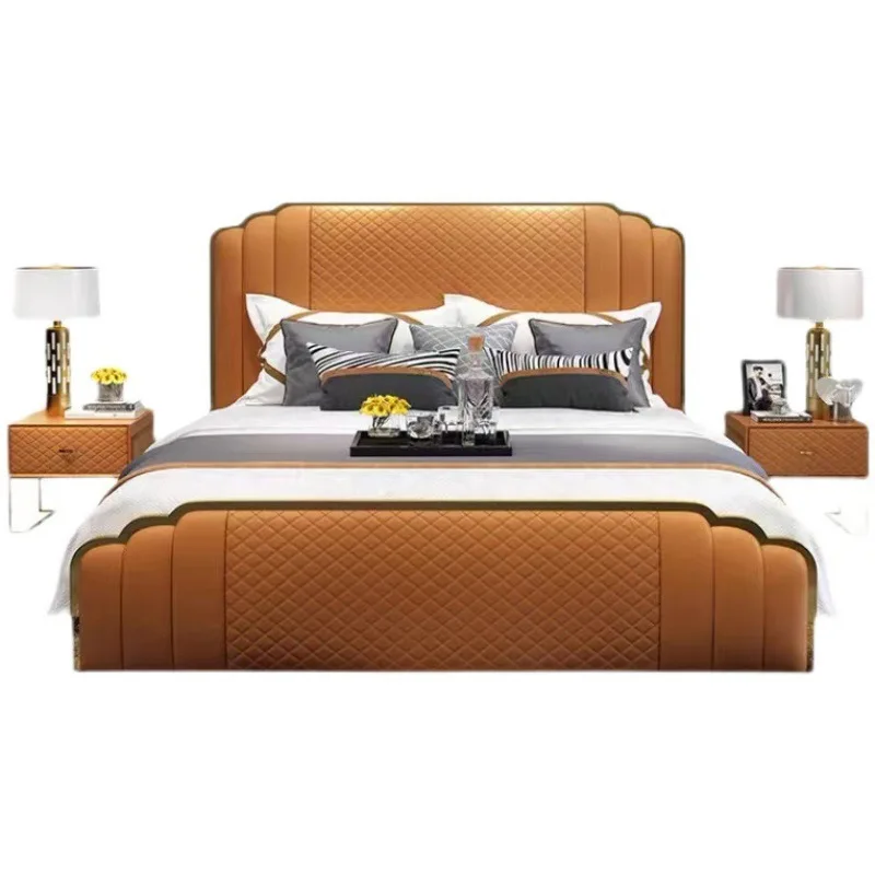 Modern light luxury bed High-end atmosphere luxury double master bedroom bed Stylish and simple leather wedding bed
Modern light luxury bed High-end atmosphere luxury double master bedroom bed Stylish and simple leather wedding bed
