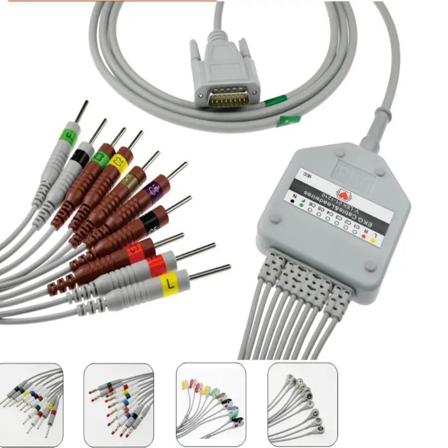 EK-01A Popular EKG ECG Cable with One-piece 10 Lead Wires Clip Snap Banana for Nihon Konden Ekg Monitor Ecg Machine
EK-01A Popular EKG ECG Cable with One-piece 10 Lead Wires Clip Snap Banana for Nihon Konden Ekg Monitor Ecg Machine