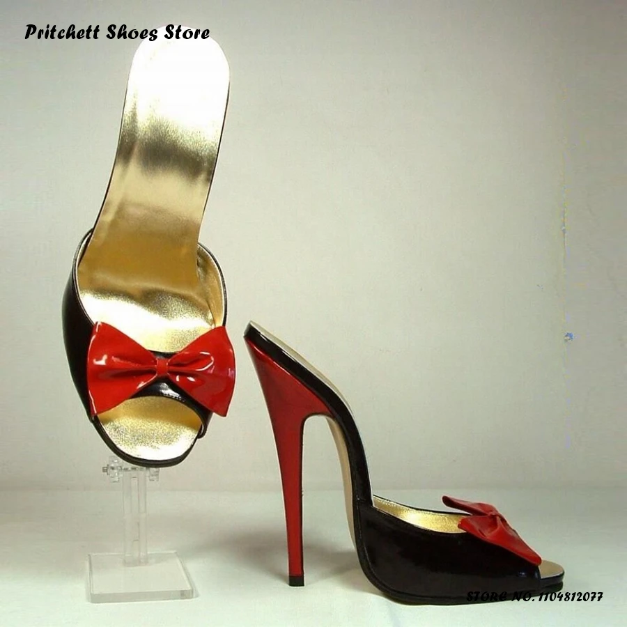 Women's Patent Leather Bowknot Mules Spring Summer Nightclubs Bars Footfetish Slippers Round Open Toe Thin Heels Plus Size Shoes
Women's Patent Leather Bowknot Mules Spring Summer Nightclubs Bars Footfetish Slippers Round Open Toe Thin Heels Plus Size Shoes