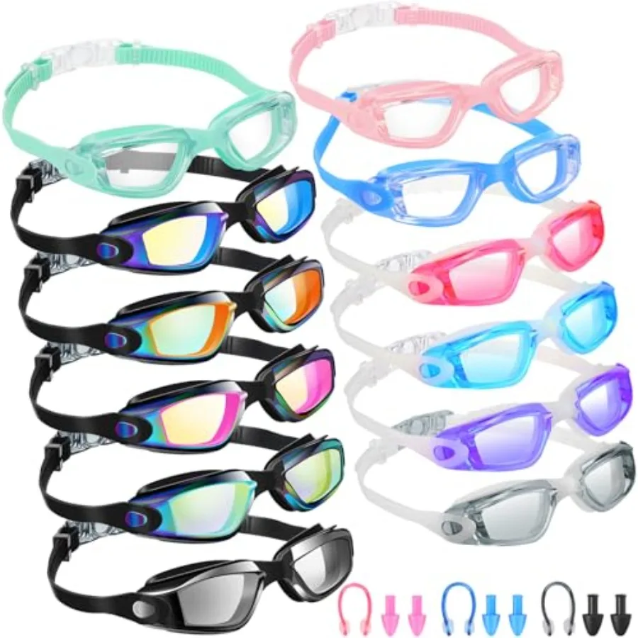Xuhal 12 Pack Swim Goggles for Adult Anti Fog Swimming Glasses Leak Proof Swim with 12 Waterproof Nose Clips
Xuhal 12 Pack Swim Goggles for Adult Anti Fog Swimming Glasses Leak Proof Swim with 12 Waterproof Nose Clips
