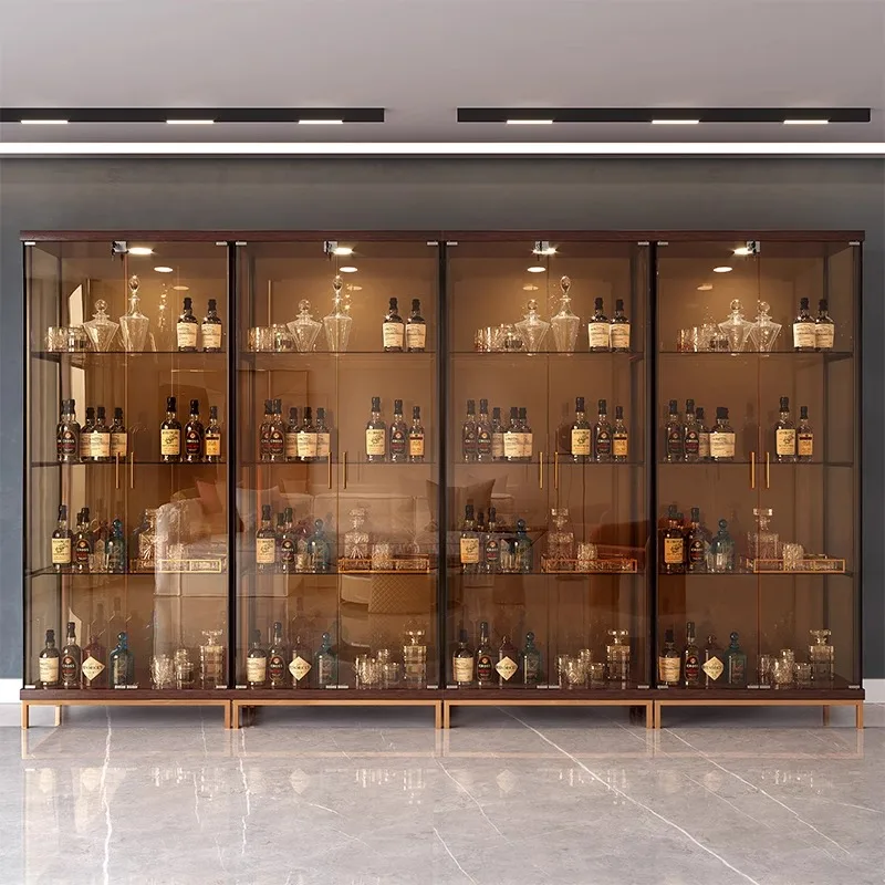 Glass door wine cabinet wine rack household living room dining side cabinet against the wall light luxury high-end display cabin
Glass door wine cabinet wine rack household living room dining side cabinet against the wall light luxury high-end display cabin