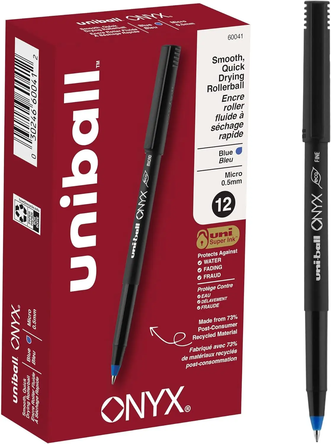 Smooth Rollerball Pens, Fine Point 0.5mm, Black Barrel, Blue Ink, 12 Pack
Smooth Rollerball Pens, Fine Point 0.5mm, Black Barrel, Blue Ink, 12 Pack