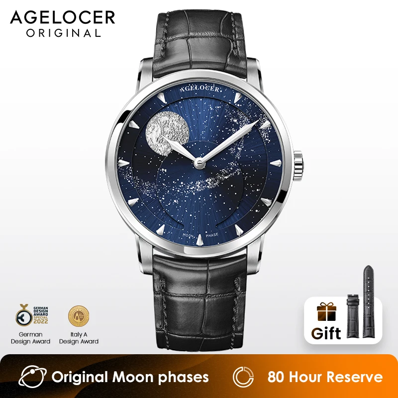 AGELOCER Real Moonphase Watches Men Sapphire Self-winding Mechanical Automatic Watch Power Reserve 80 Hour Moon phase Watch 40mm
AGELOCER Real Moonphase Watches Men Sapphire Self-winding Mechanical Automatic Watch Power Reserve 80 Hour Moon phase Watch 40mm