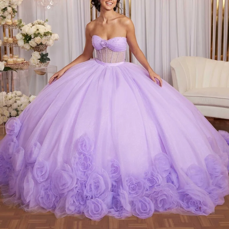 Lavender Quinceanera Dress off-shoulder Glitter layering 3D Flower Decal Long tail vestidos de 15 Quinceanera Customize
Lavender Quinceanera Dress off-shoulder Glitter layering 3D Flower Decal Long tail vestidos de 15 Quinceanera Customize