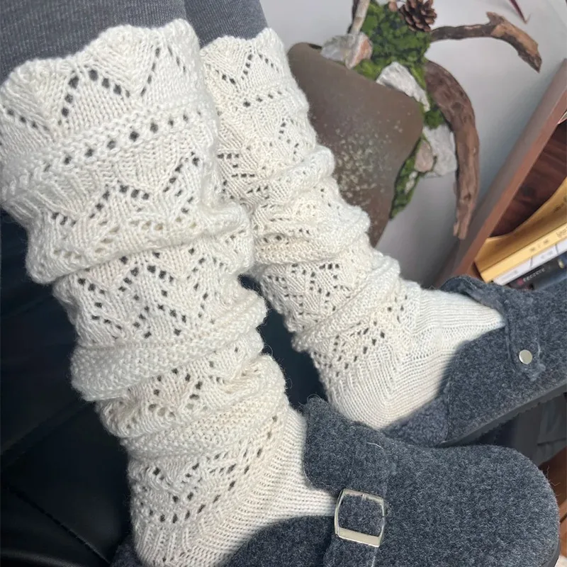 Женские шерстяные вязаные носки до середины икры, зимние теплые хлопковые леггинсы со снежинками, гетры Y2k, японские колготки, чехол для ботинок JK 
Женские шерстяные вязаные носки до середины икры, зимние теплые хлопковые леггинсы со снежинками, гетры Y2k, японские колготки, чехол для ботинок JK