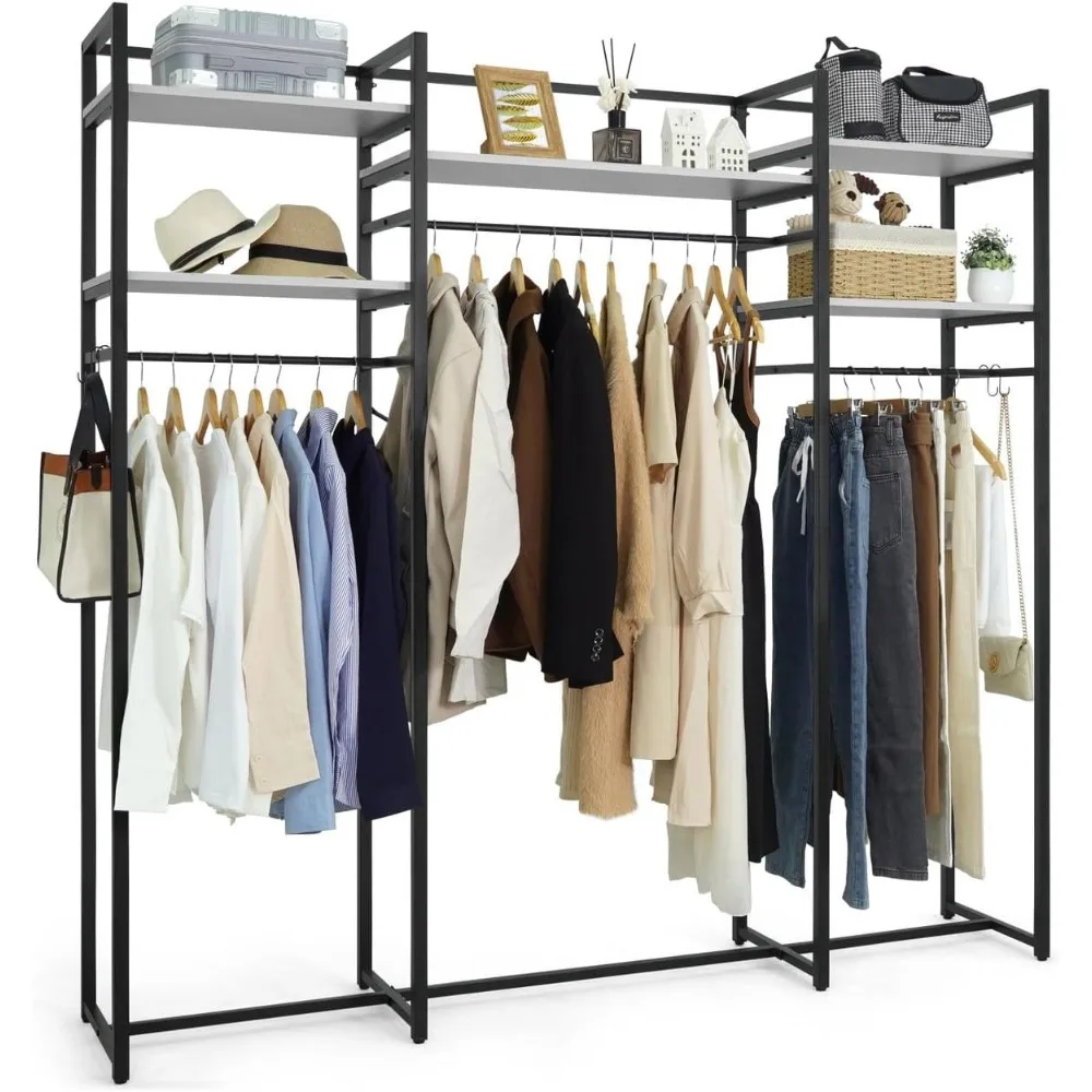 913lbs Capacity Garment Rack for Hanging Clothes, Heavy Duty Open Wardrobe w/Hanging Rods, Free Standing Closet Organizer, 75-I
913lbs Capacity Garment Rack for Hanging Clothes, Heavy Duty Open Wardrobe w/Hanging Rods, Free Standing Closet Organizer, 75-I