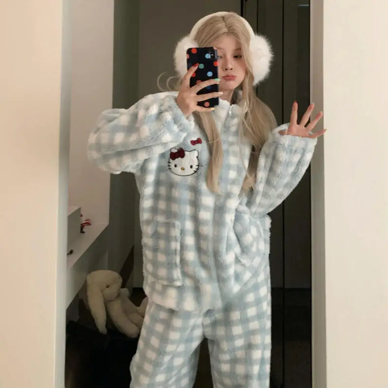 Sanrios Kawaii Pajamas Hello Kittys Girl Long Sleeves Trousers Thickened Suits Sweet Fashion Casual Print Gift for Girlfriend
Sanrios Kawaii Pajamas Hello Kittys Girl Long Sleeves Trousers Thickened Suits Sweet Fashion Casual Print Gift for Girlfriend