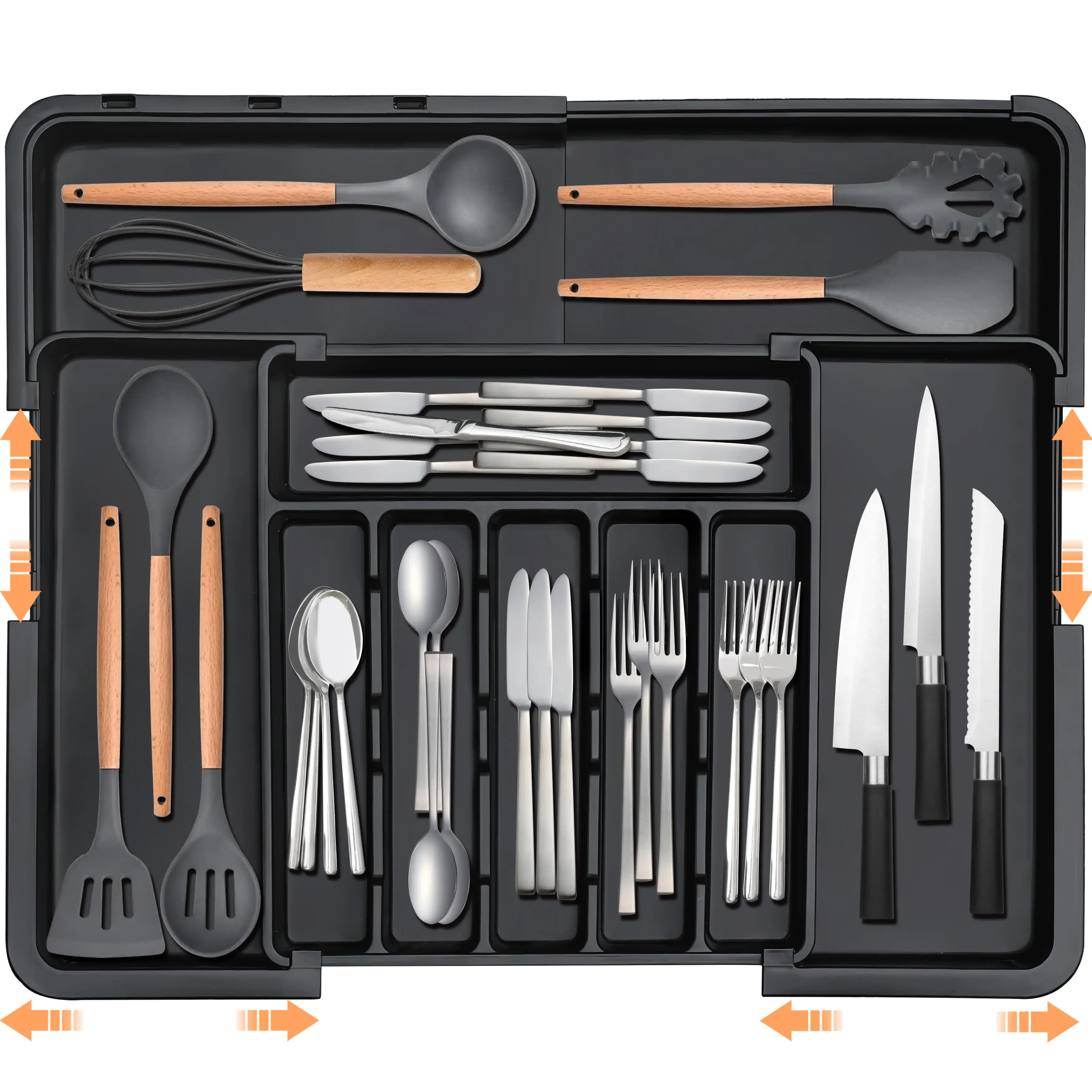 Expandable Silverware Organizer 9 Compartment Large Kitchen Utensil Drawer Organizer Cutlery Tray Flatware Storage Box Holder for Forks Knives Spoons Adjustable Kitchen Accessories
Expandable Silverware Organizer 9 Compartment Large Kitchen Utensil Drawer Organizer Cutlery Tray Flatware Storage Box Holder for Forks Knives Spoons Adjustable Kitchen Accessories