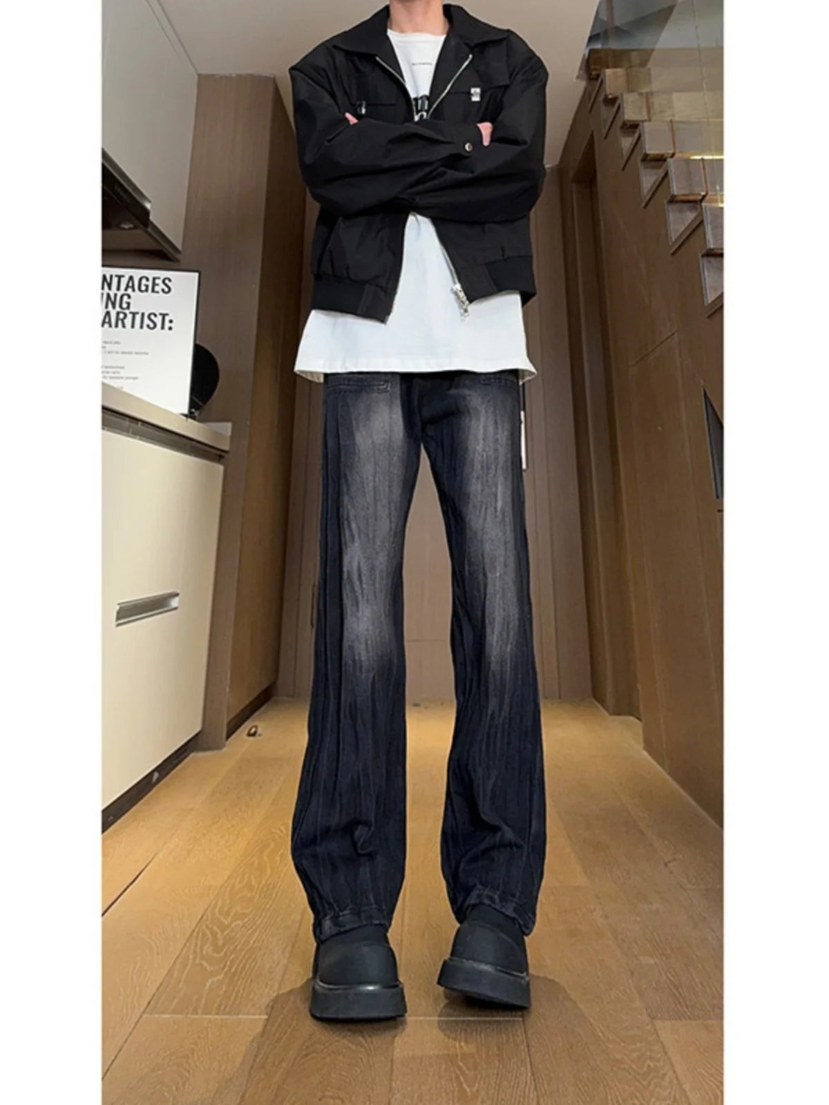 Bla Lightning Pattern adient Denim Jeans Men's American High Street Sle Straight Leg Jeans Trendy And Slimming
Bla Lightning Pattern adient Denim Jeans Men's American High Street Sle Straight Leg Jeans Trendy And Slimming