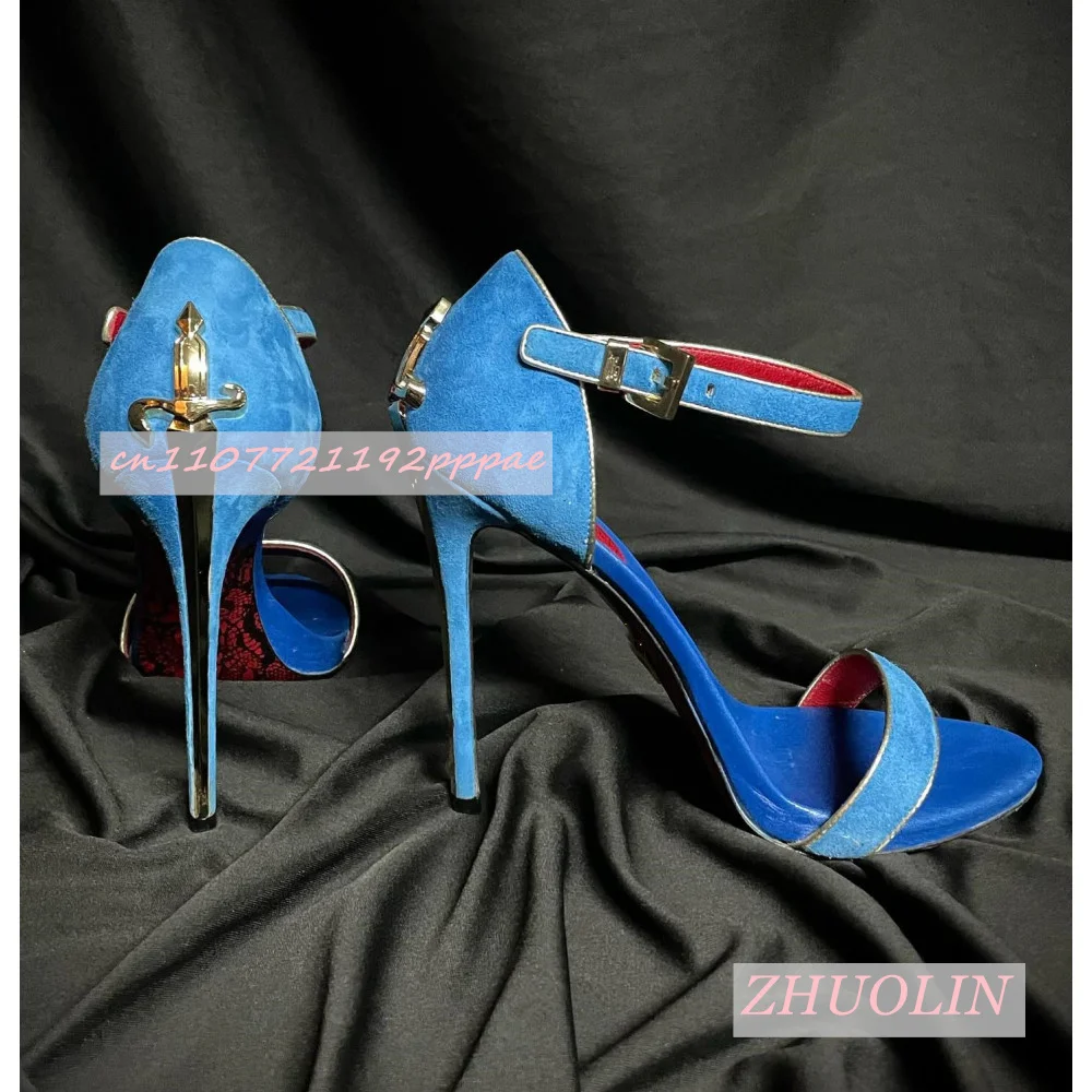 2026 New Summer Blue Suede Sword-Shaped Metallic Design High Heels Ladies' Stiletto Heel With Buckle Strap Luxury Party Shoes 43
2026 New Summer Blue Suede Sword-Shaped Metallic Design High Heels Ladies' Stiletto Heel With Buckle Strap Luxury Party Shoes 43