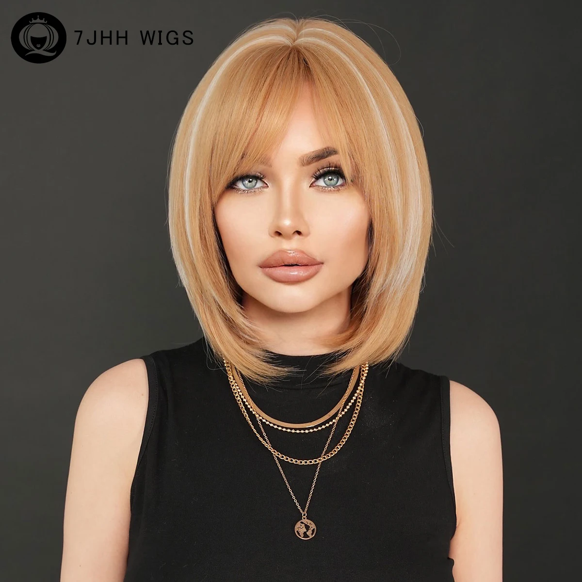 7JHH WIGS Shoulder Length Blonde Bob Wigs with Neat Bangs High Density Synthetic Highlight Beige Hair Wig for Women Daily Use
7JHH WIGS Shoulder Length Blonde Bob Wigs with Neat Bangs High Density Synthetic Highlight Beige Hair Wig for Women Daily Use