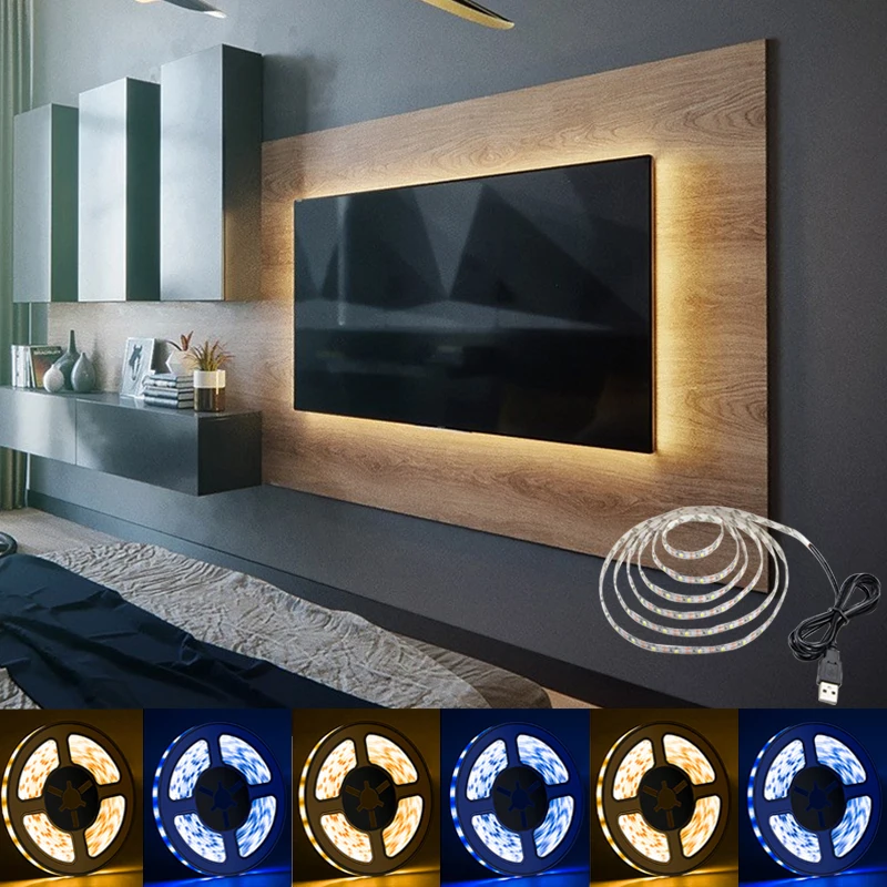 White LED Strips USB 5V Warm LED Strip Lights For TV Background Lighting Wall Room Decoration Lamp Adhesive LED Tape 8mm
White LED Strips USB 5V Warm LED Strip Lights For TV Background Lighting Wall Room Decoration Lamp Adhesive LED Tape 8mm