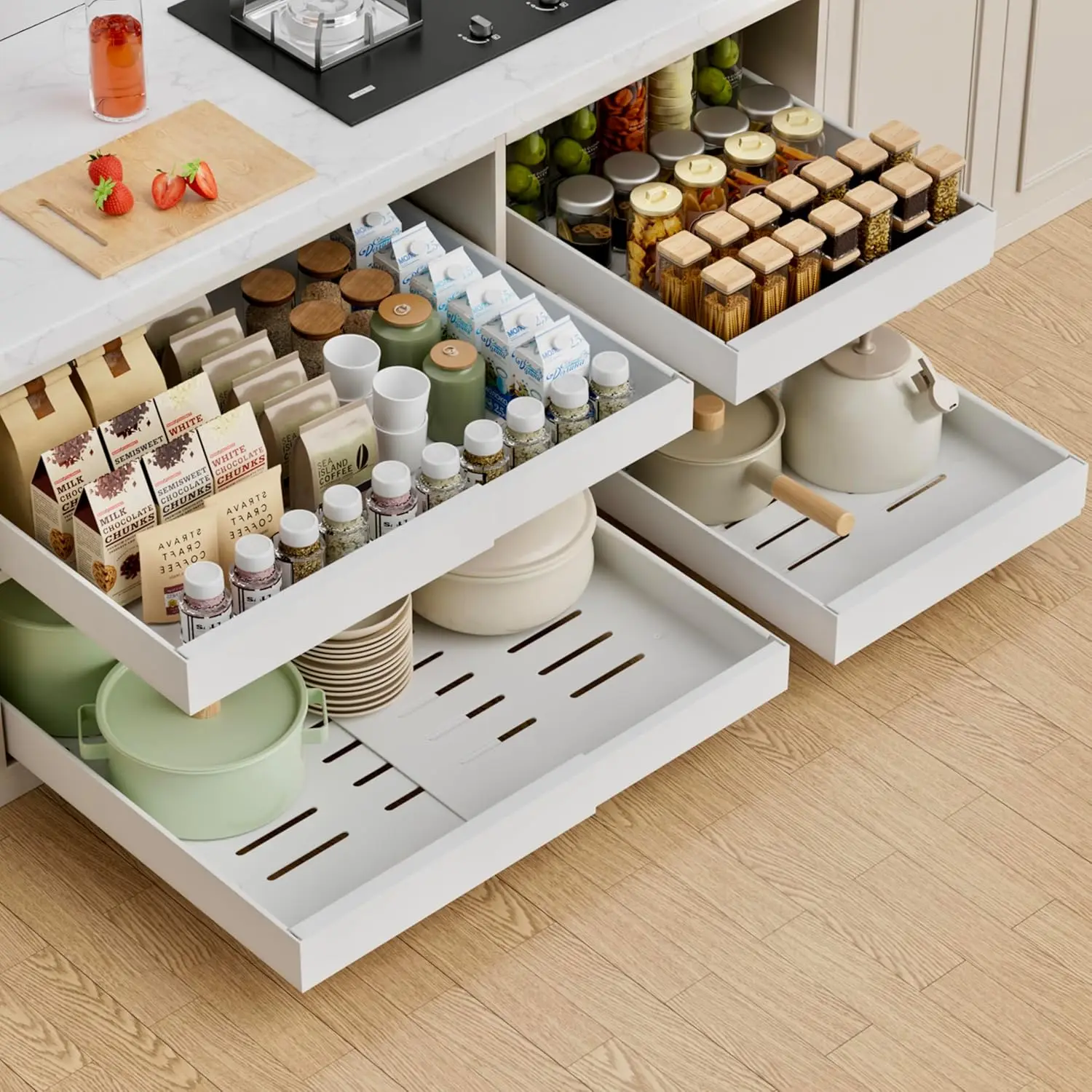 Expandable Pull Out Cabinet Drawers 21 Inch Deep Three Slide Rails Sliding Drawer Kitchen Organizer Adhesive Nano Film White
Expandable Pull Out Cabinet Drawers 21 Inch Deep Three Slide Rails Sliding Drawer Kitchen Organizer Adhesive Nano Film White
