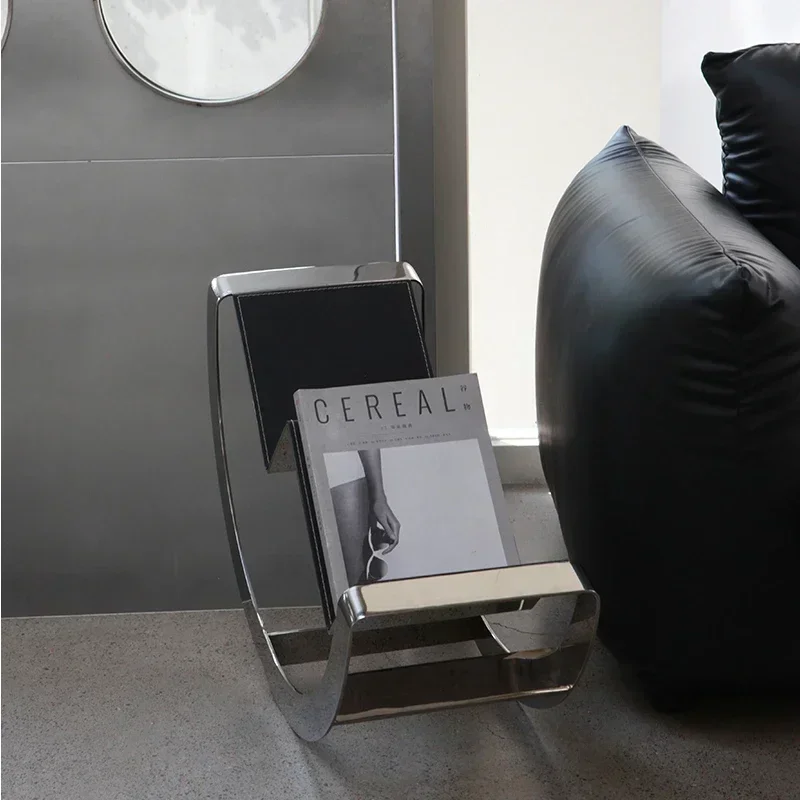 Living Room Book and Magazine Rack Stainless Steel Saddle Leather Swing Bookshelf Magazine Rack
Living Room Book and Magazine Rack Stainless Steel Saddle Leather Swing Bookshelf Magazine Rack