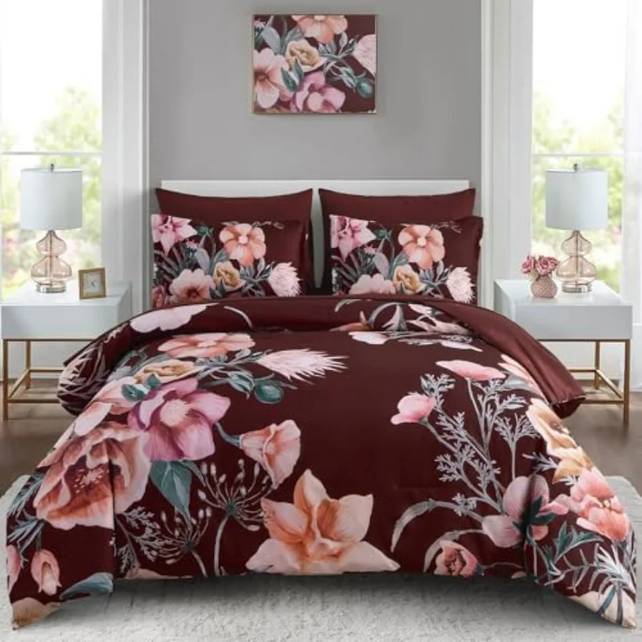 Floral Comforter Set 7 Pcs, Flower Bed in a Bag, Elegant Floral Comforter with Sheet Set, Soft Microfiber Bedding Set for All S
Floral Comforter Set 7 Pcs, Flower Bed in a Bag, Elegant Floral Comforter with Sheet Set, Soft Microfiber Bedding Set for All S