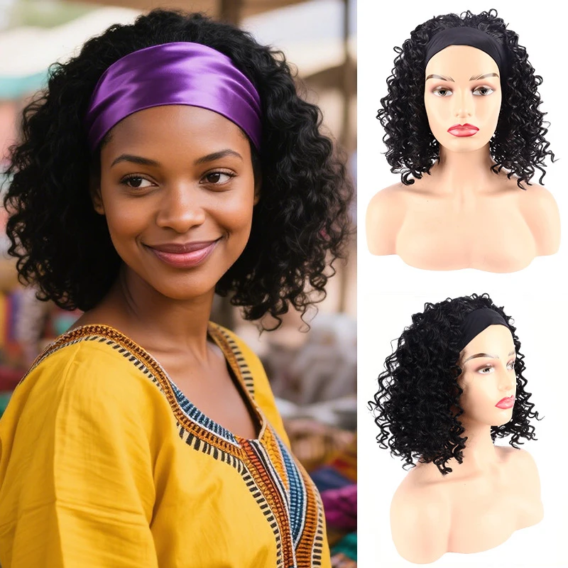 European and American women's long curly wigs, African small curls, synthetic fiber ice silk headband
European and American women's long curly wigs, African small curls, synthetic fiber ice silk headband