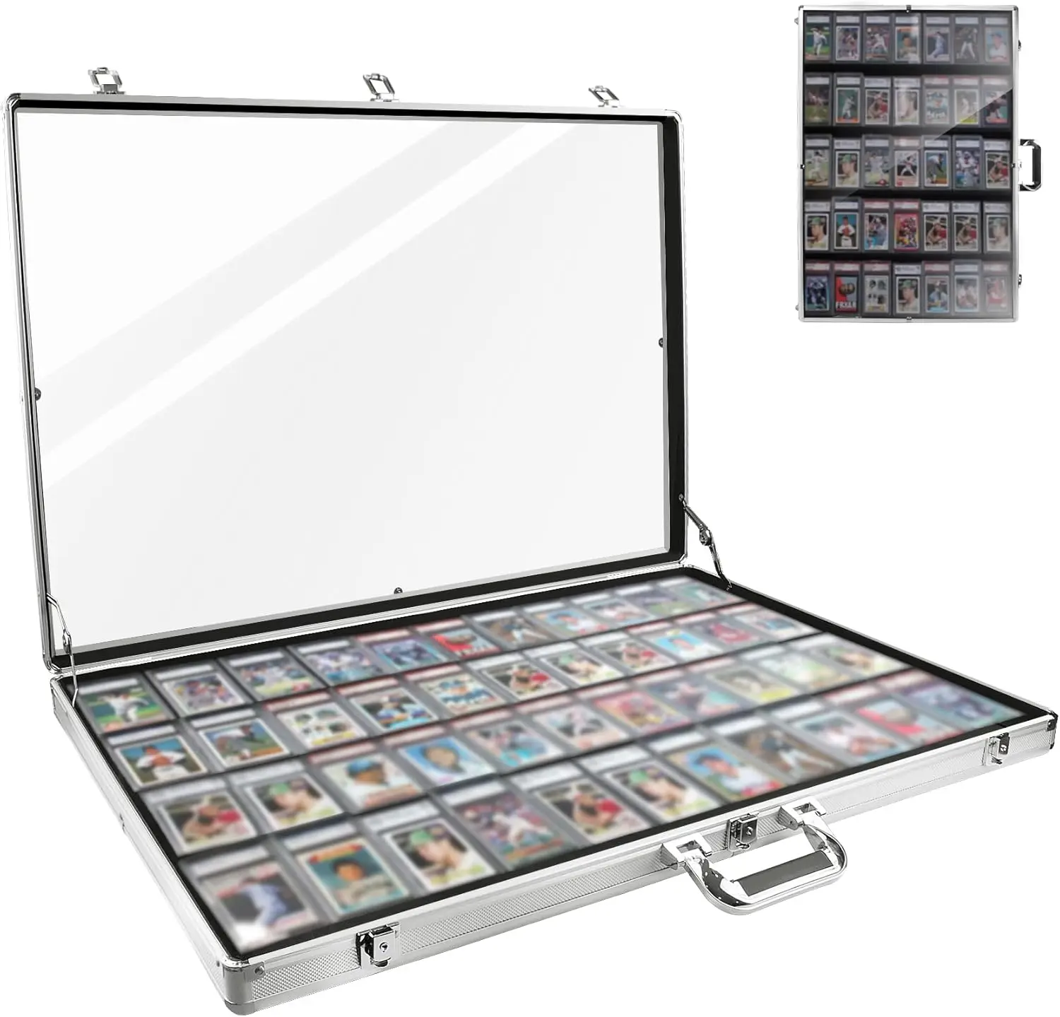 Large Silver Aluminum Trading Card Display Case with Acrylic Cover for Sports Cards, TCG, Jewelry Collection
Large Silver Aluminum Trading Card Display Case with Acrylic Cover for Sports Cards, TCG, Jewelry Collection
