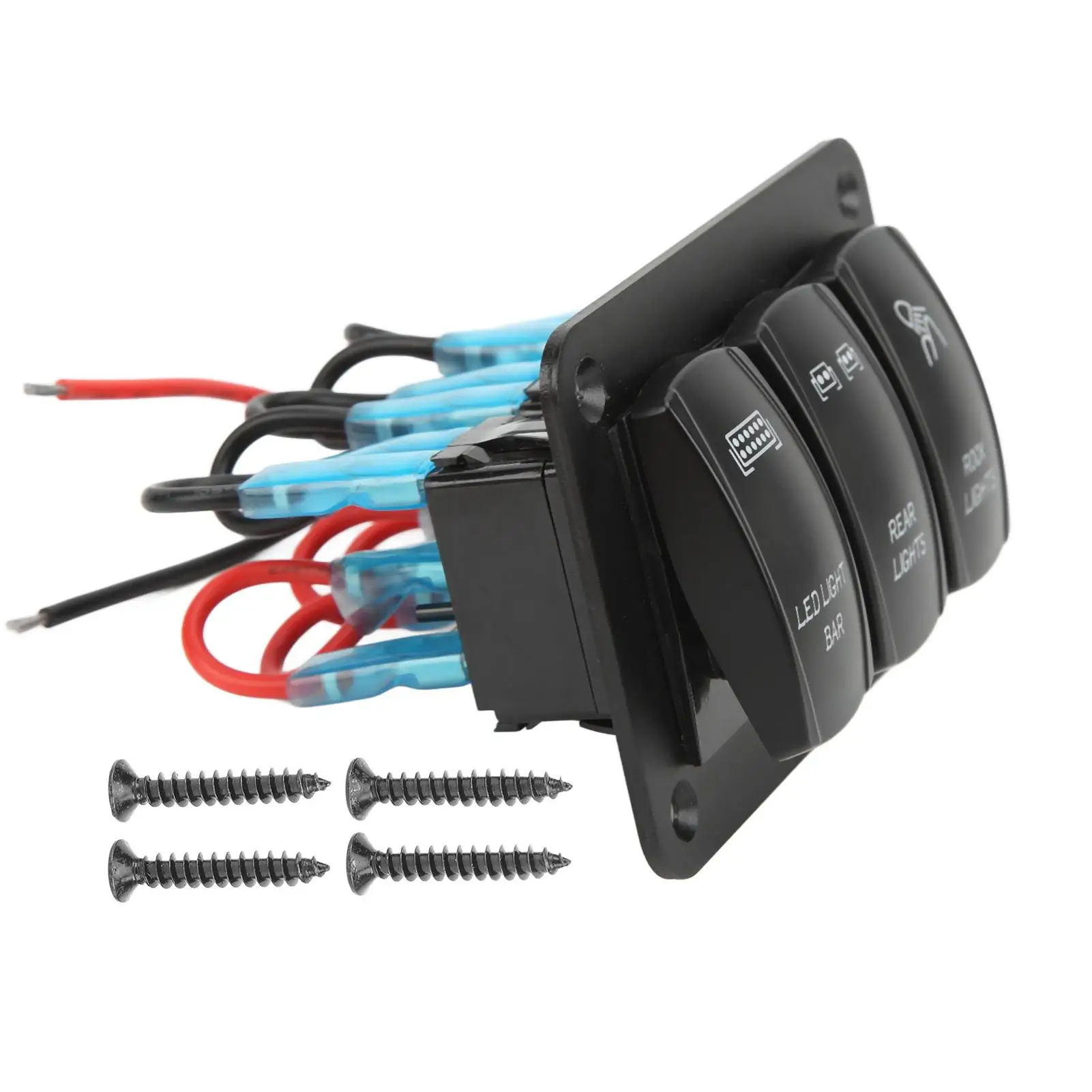 3 Gang Rocker Switch Blue Backlight 5V 3.1A Output Led Light Bar Switch for headlights Taillights Fog Lamps
3 Gang Rocker Switch Blue Backlight 5V 3.1A Output Led Light Bar Switch for headlights Taillights Fog Lamps