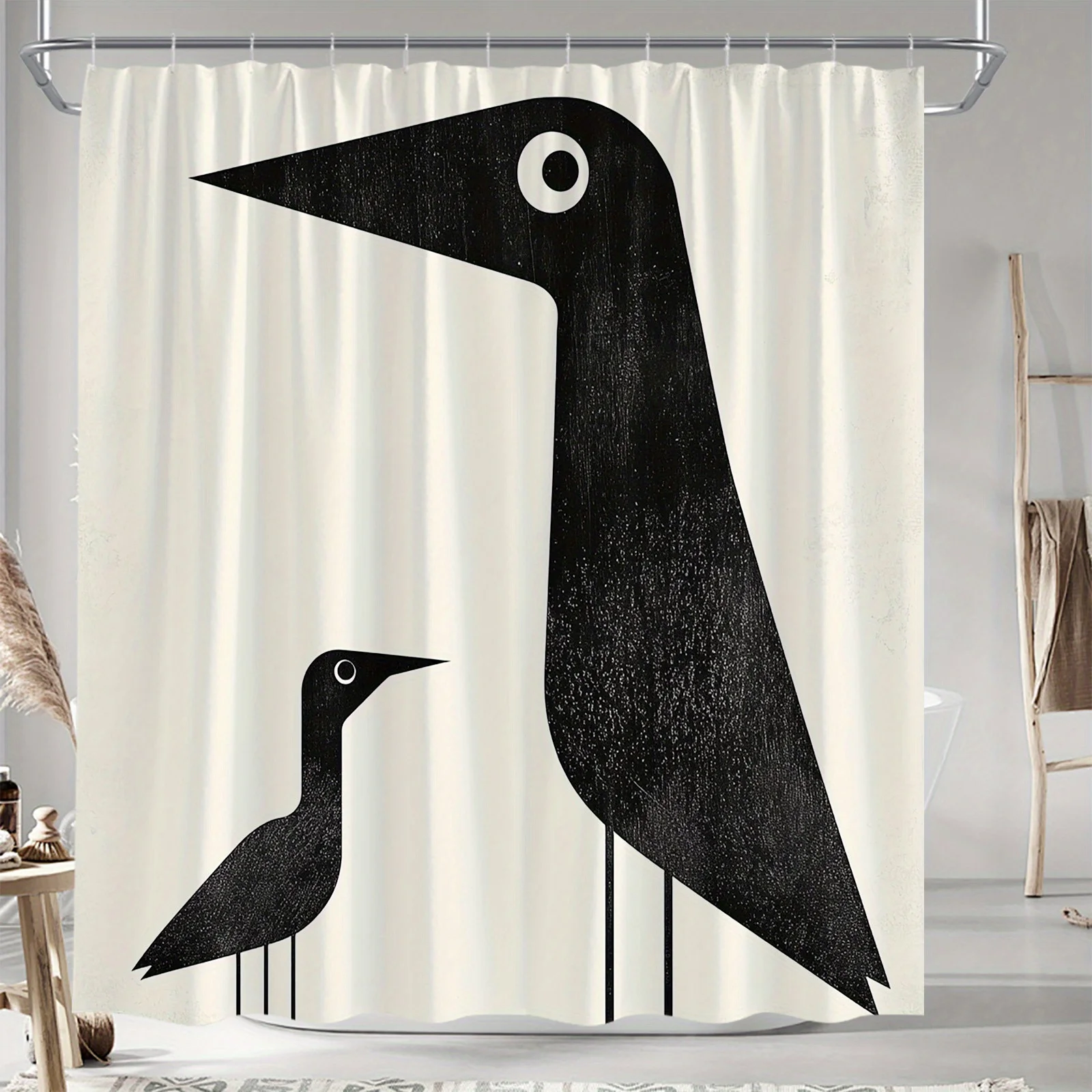 Shower Curtain Minimalist Black White Bird Geometric Print Polyester 70.8x70.8 Inch Machine Washable
Shower Curtain Minimalist Black White Bird Geometric Print Polyester 70.8x70.8 Inch Machine Washable