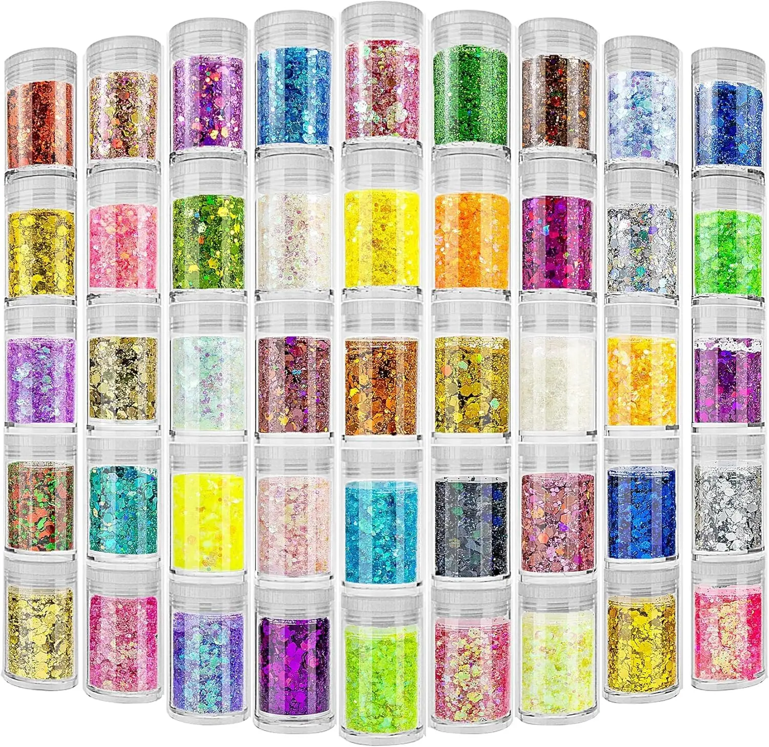 45 Holographic Chunky Sequins & Fine Powder Glitter Mix, Iridescent Glitter Flakes for Face, Body, Nail Art & Resin Epoxy
45 Holographic Chunky Sequins & Fine Powder Glitter Mix, Iridescent Glitter Flakes for Face, Body, Nail Art & Resin Epoxy