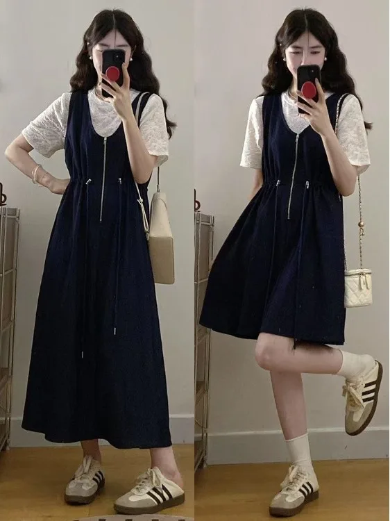 Slimming plus Size Women's Summer Fashion Set Short Sleeve T-Shirt And Long Dress Retro Waist-Cinching Korean Style Commute
Slimming plus Size Women's Summer Fashion Set Short Sleeve T-Shirt And Long Dress Retro Waist-Cinching Korean Style Commute