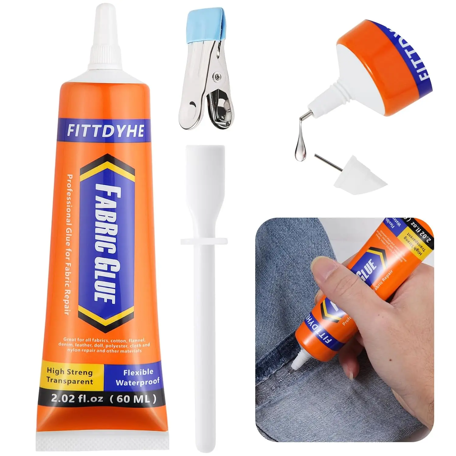 FITTDYHE Fabric Glue Permanent, 60 ML Washable Clear Clothing Glue, Super Fabric Glue for Rhinestones, Patches, Clothes, Denim, Leather, Polyester, Fabrics, Doll Repair, Flannel, Cotton
FITTDYHE Fabric Glue Permanent, 60 ML Washable Clear Clothing Glue, Super Fabric Glue for Rhinestones, Patches, Clothes, Denim, Leather, Polyester, Fabrics, Doll Repair, Flannel, Cotton