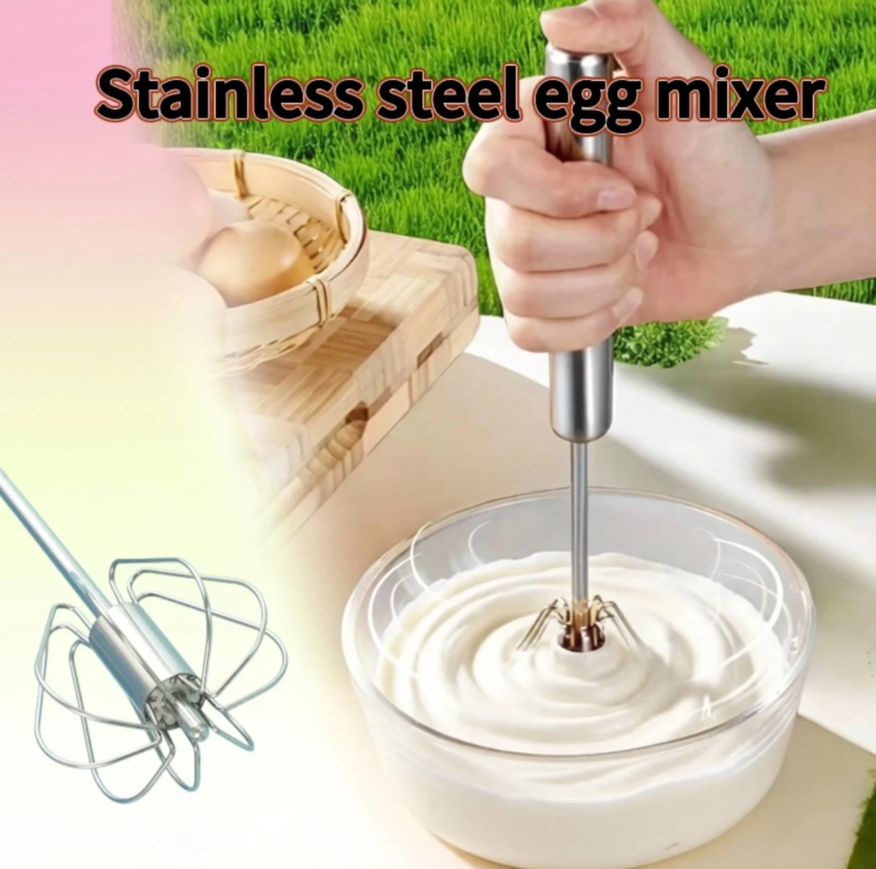 Semi-Automatic Stainless Steel Egg Beater Hand Press Mixer Durable Kitchen Tool for Egg Cream Milk Stirring Beating Baking
Semi-Automatic Stainless Steel Egg Beater Hand Press Mixer Durable Kitchen Tool for Egg Cream Milk Stirring Beating Baking