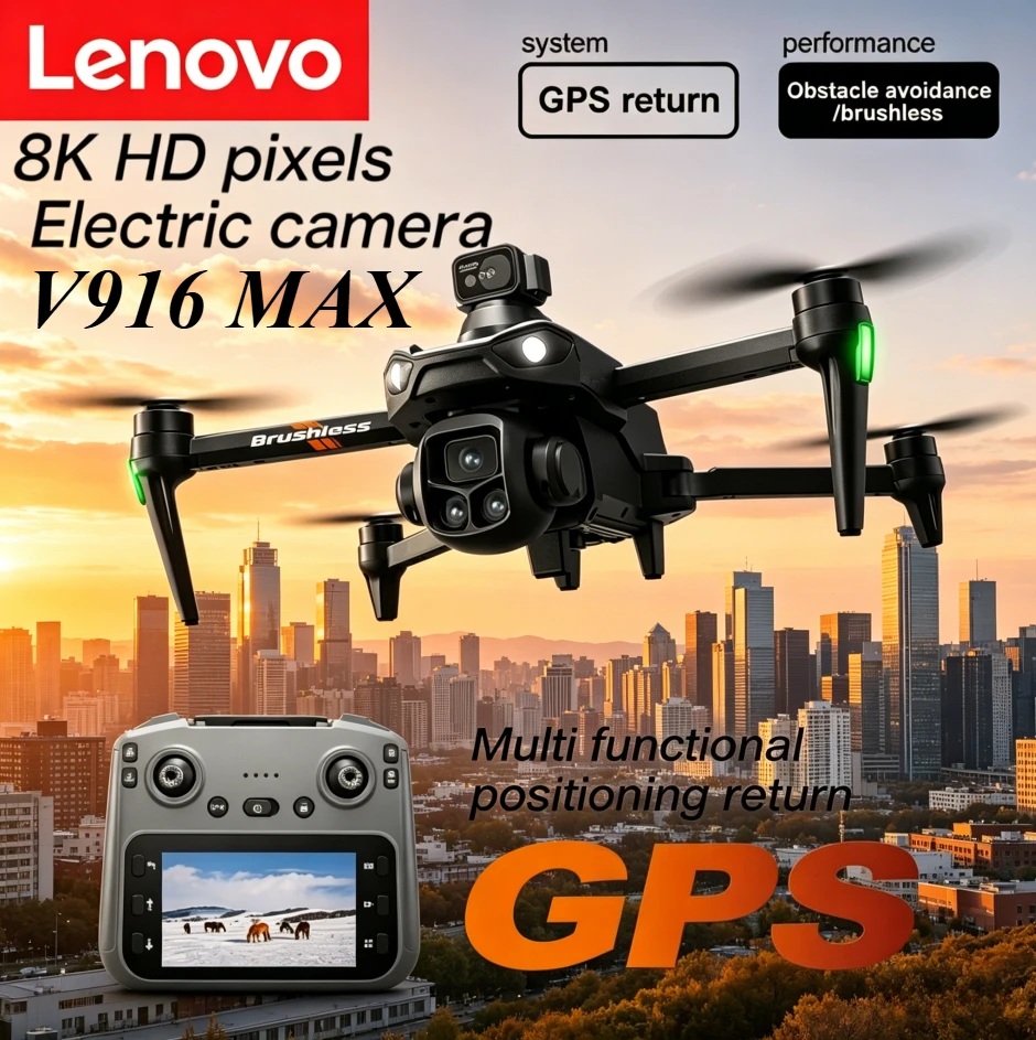 Lenovo V916MAX GPS Return Drone 5G 8K HD 4K Dual Camera Dron Remote With Screen Laser Obstacle Avoidance Drone RC Toys Gifts FPV
Lenovo V916MAX GPS Return Drone 5G 8K HD 4K Dual Camera Dron Remote With Screen Laser Obstacle Avoidance Drone RC Toys Gifts FPV