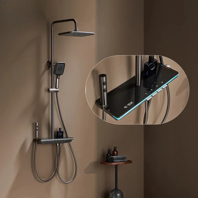 LED Digital Shower System Modern Bathroom Temperature Display Shower Faucet Set Rainlfall Bathroom Mixer Bidet Shower Set
LED Digital Shower System Modern Bathroom Temperature Display Shower Faucet Set Rainlfall Bathroom Mixer Bidet Shower Set