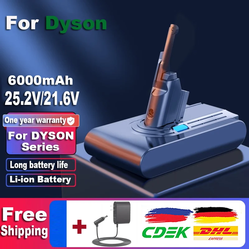 V6 For Dyson Battery 25.2V/6.0Ah Rechargeable Battery V7/V8/V10 Li-ion Battery For Dyson Vacuum Cleaner Replacement Batteries
V6 For Dyson Battery 25.2V/6.0Ah Rechargeable Battery V7/V8/V10 Li-ion Battery For Dyson Vacuum Cleaner Replacement Batteries