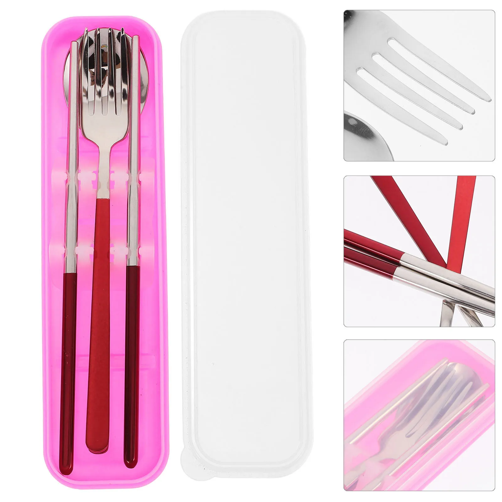 Portable Cutlery Set Spoons Reusable Utensils Stainless Steel Red Plastic Cooking Chopsticks Travel
Portable Cutlery Set Spoons Reusable Utensils Stainless Steel Red Plastic Cooking Chopsticks Travel