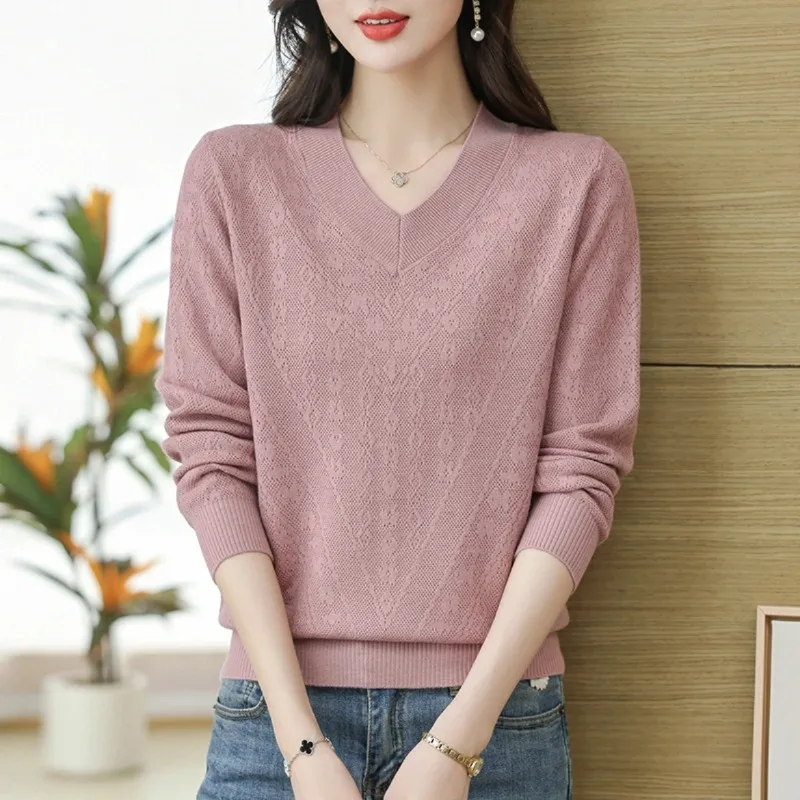 Women Autumn Winter Office Lady Simplicity Solid Color V-neck Women Appear Thin Clothing Knitting Loose Long Sleeve Pullover Swe
Women Autumn Winter Office Lady Simplicity Solid Color V-neck Women Appear Thin Clothing Knitting Loose Long Sleeve Pullover Swe