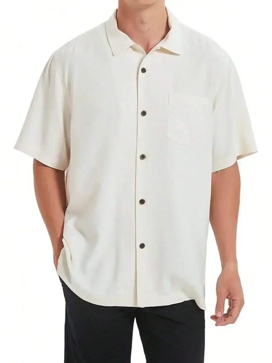 Mens Silk Short Sleeve Button Down Shirt Casual Relaxed Fit
Mens Silk Short Sleeve Button Down Shirt Casual Relaxed Fit