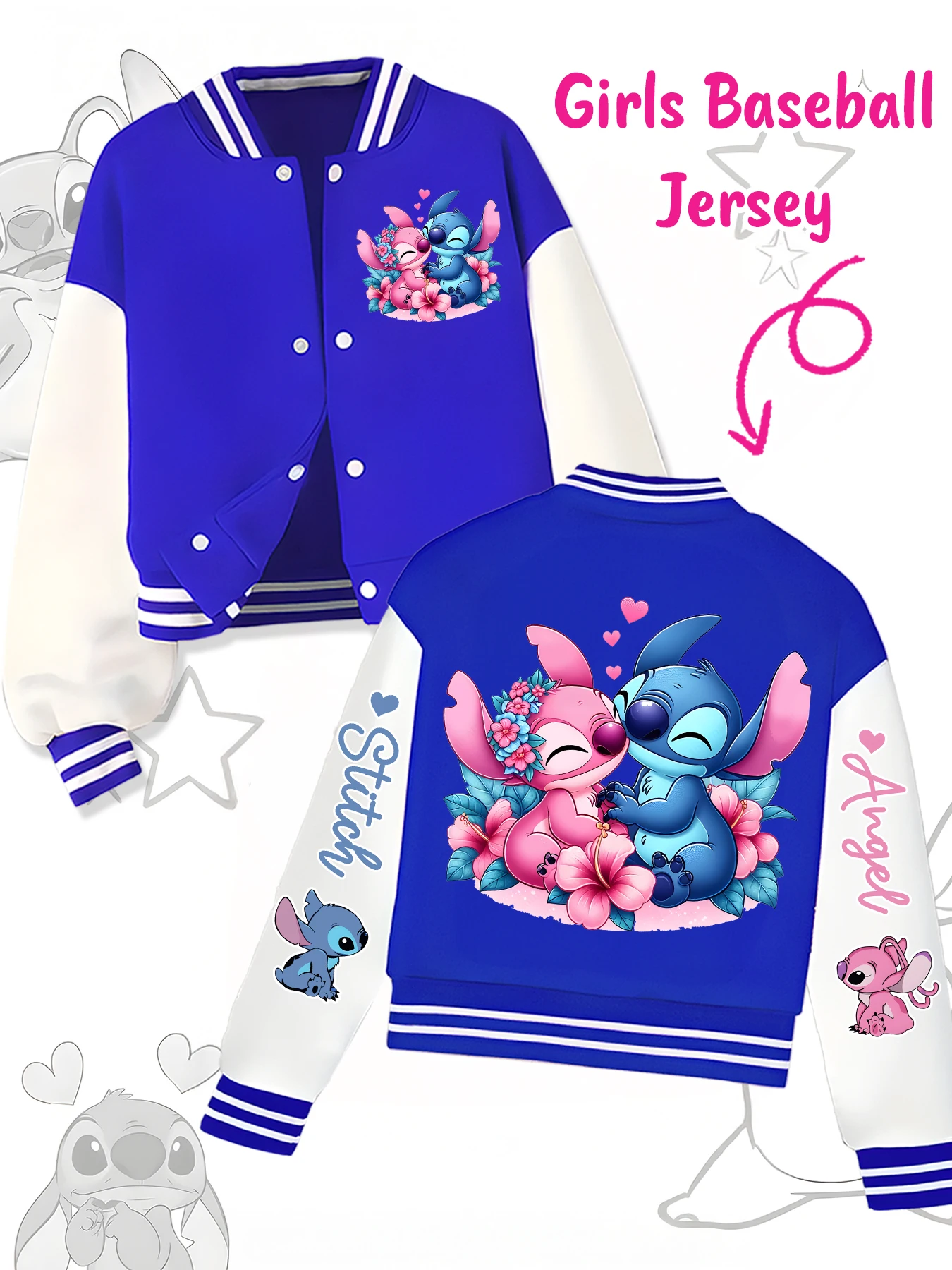 Disney fashion trend baseball jacket, suitable for daily sports and casual wear, printed with cute Stitch pattern, nice gift.
Disney fashion trend baseball jacket, suitable for daily sports and casual wear, printed with cute Stitch pattern, nice gift.