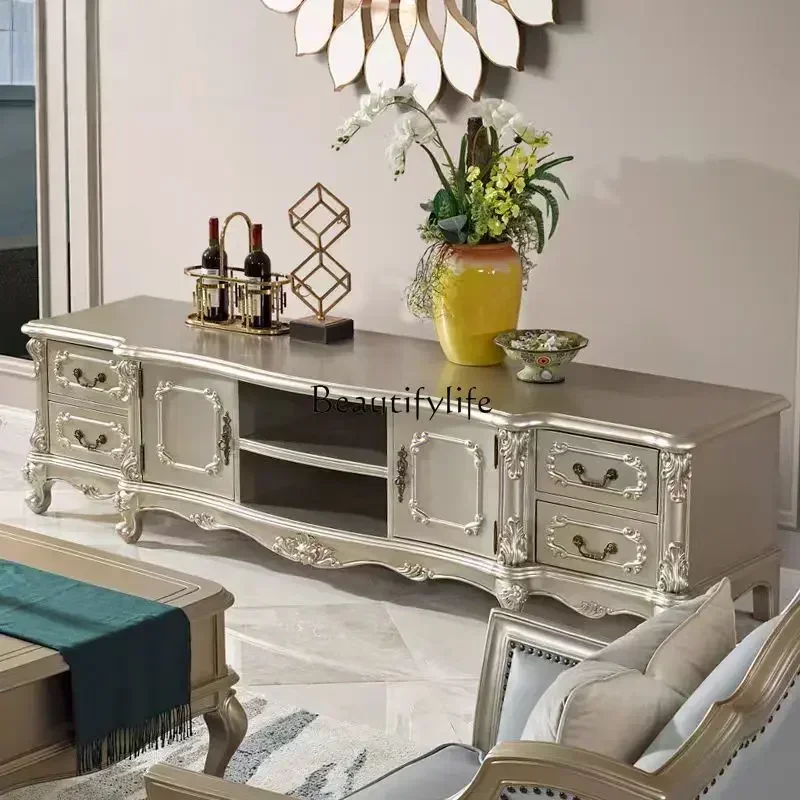 yj5 European light luxury TV cabinet solid wood carving flower American storage floor cabinet villa premium champagne color
yj5 European light luxury TV cabinet solid wood carving flower American storage floor cabinet villa premium champagne color